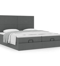 Ottoman-Bett mit Matratzen Dunkelgrau 200x200 cm Stoff