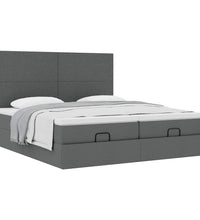 Ottoman-Bett mit Matratzen Dunkelgrau 200x200 cm Stoff