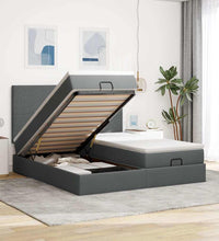 Ottoman-Bett mit Matratzen Dunkelgrau 200x200 cm Stoff