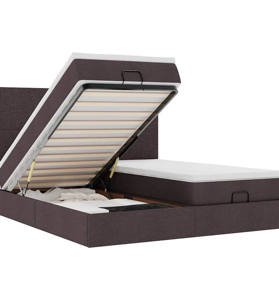 Ottoman-Bett mit Matratzen Dunkelbraun 200x200 cm Stoff