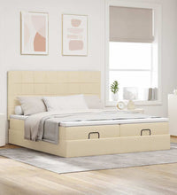 Ottoman-Bett mit Matratzen Creme 160x200 cm Stoff
