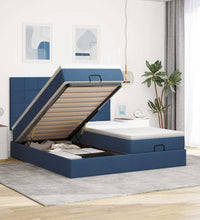 Ottoman-Bett mit Matratzen Blau 160x200 cm Stoff