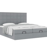 Ottoman-Bett mit Matratzen Hellgrau 180x200 cm Stoff