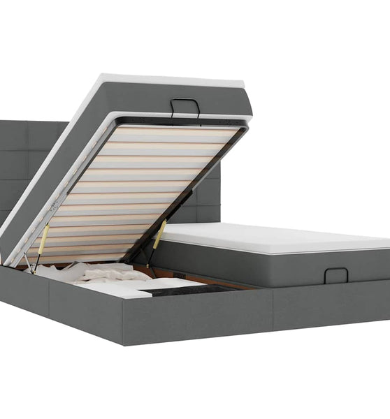 Ottoman-Bett mit Matratzen Dunkelgrau 180x200 cm Stoff