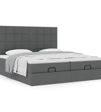 Ottoman-Bett mit Matratzen Dunkelgrau 180x200 cm Stoff