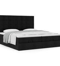 Ottoman-Bett mit Matratzen Schwarz 180x200 cm Stoff