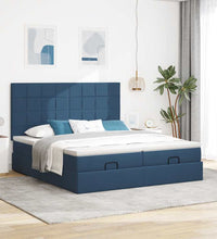 Ottoman-Bett mit Matratzen Blau 180x200 cm Stoff