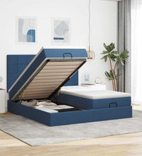 Ottoman-Bett mit Matratzen Blau 180x200 cm Stoff