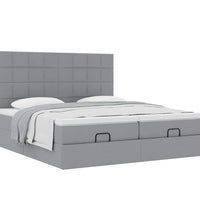 Ottoman-Bett mit Matratzen Hellgrau 200x200 cm Stoff