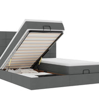 Ottoman-Bett mit Matratzen Dunkelgrau 200x200 cm Stoff