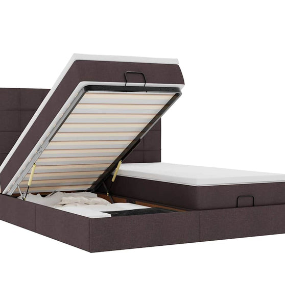 Ottoman-Bett mit Matratzen Dunkelbraun 200x200 cm Stoff