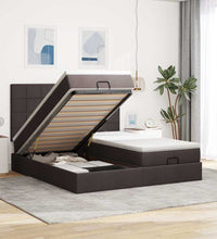 Ottoman-Bett mit Matratzen Dunkelbraun 200x200 cm Stoff