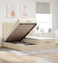 Ottoman-Bett mit Matratzen Creme 200x200 cm Stoff