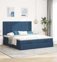 Ottoman-Bett mit Matratzen Blau 200x200 cm Stoff