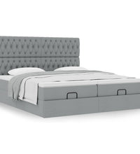 Ottoman-Bett mit Matratzen Hellgrau 160x200 cm Stoff