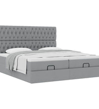 Ottoman-Bett mit Matratzen Hellgrau 160x200 cm Stoff
