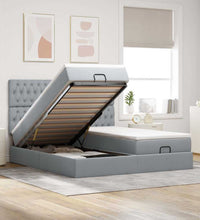 Ottoman-Bett mit Matratzen Hellgrau 160x200 cm Stoff