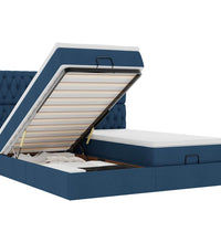 Ottoman-Bett mit Matratzen Blau 160x200 cm Stoff