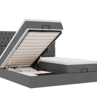 Ottoman-Bett mit Matratzen Dunkelgrau 180x200 cm Stoff