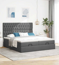 Ottoman-Bett mit Matratzen Dunkelgrau 180x200 cm Stoff