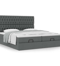 Ottoman-Bett mit Matratzen Dunkelgrau 180x200 cm Stoff