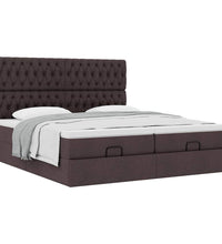 Ottoman-Bett mit Matratzen Dunkelbraun 180x200 cm Stoff