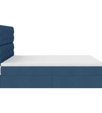 Ottoman-Bett mit Matratzen Blau 180x200 cm Stoff