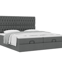 Ottoman-Bett mit Matratzen Dunkelgrau 200x200 cm Stoff