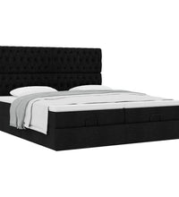 Ottoman-Bett mit Matratzen Schwarz 200x200 cm Stoff