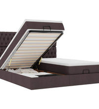Ottoman-Bett mit Matratzen Dunkelbraun 200x200 cm Stoff