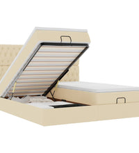 Ottoman-Bett mit Matratzen Creme 200x200 cm Stoff
