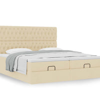 Ottoman-Bett mit Matratzen Creme 200x200 cm Stoff