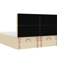 Ottoman-Bett mit Matratzen Creme 200x200 cm Stoff