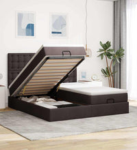 Ottoman-Bett mit Matratzen Dunkelbraun 160x200 cm Stoff