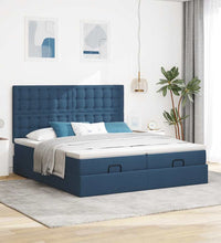 Ottoman-Bett mit Matratzen Blau 160x200 cm Stoff