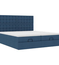 Ottoman-Bett mit Matratzen Blau 160x200 cm Stoff