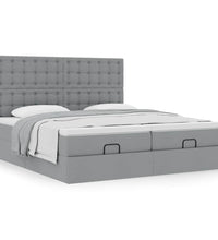 Ottoman-Bett mit Matratzen Hellgrau 180x200 cm Stoff