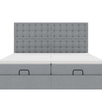 Ottoman-Bett mit Matratzen Hellgrau 180x200 cm Stoff