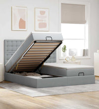 Ottoman-Bett mit Matratzen Hellgrau 180x200 cm Stoff