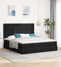 Ottoman-Bett mit Matratzen Schwarz 180x200 cm Stoff