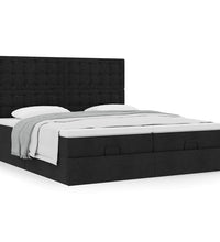 Ottoman-Bett mit Matratzen Schwarz 180x200 cm Stoff