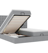 Ottoman-Bett mit Matratzen Hellgrau 200x200 cm Stoff