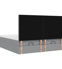 Ottoman-Bett mit Matratzen Hellgrau 200x200 cm Stoff