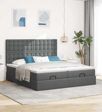 Ottoman-Bett mit Matratzen Dunkelgrau 200x200 cm Stoff
