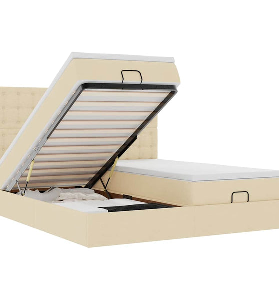 Ottoman-Bett mit Matratzen Creme 200x200 cm Stoff