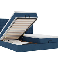 Ottoman-Bett mit Matratzen Blau 200x200 cm Stoff