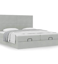 Ottoman-Bett mit Matratzen Hellgrau 160x200 cm Samt