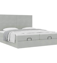 Ottoman-Bett mit Matratzen Hellgrau 160x200 cm Samt