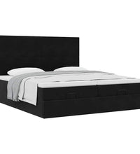 Ottoman-Bett mit Matratzen Schwarz 160x200 cm Samt