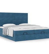 Ottoman-Bett mit Matratzen Dunkelblau 160x200 cm Samt